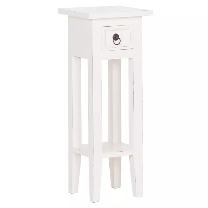 ΒΟΗΘΗΤΙΚΟ ΤΡΑΠΕΖΑΚΙ RAMU HM9484.03 ΑΠΟ ΜΑΟΝΙ ΞΥΛΟ ΛΕΥΚΟ ΜΕ ΣΥΡΤΑΡΑΚΙ 25x25x66,5Υεκ