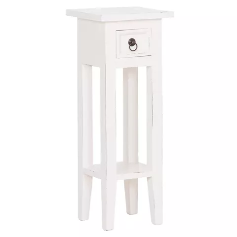 SIDE TABLE RAMU HM9484.03 MAHOGANY WOOD WITH A DRAWER IN WHITE 25x25x66.5Hcm.