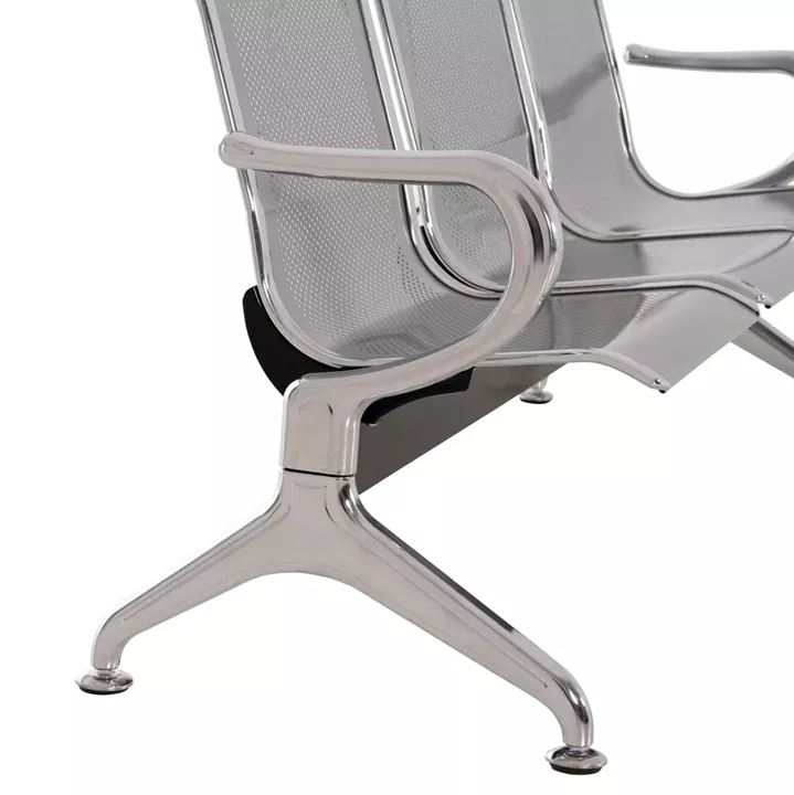 BENCH 4-SEATER AIRPORT-TYPE AVIATOR HM18401 METALLIC MESH IN SILVER/GREY COLOR 223x55x76Hcm.
