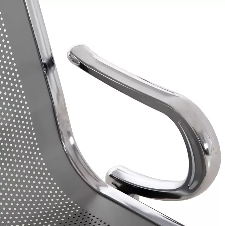 BENCH 4-SEATER AIRPORT-TYPE AVIATOR HM18401 METALLIC MESH IN SILVER/GREY COLOR 223x55x76Hcm.