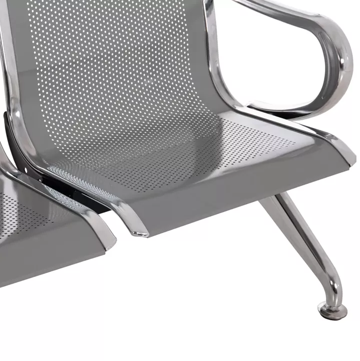 BENCH 4-SEATER AIRPORT-TYPE AVIATOR HM18401 METALLIC MESH IN SILVER/GREY COLOR 223x55x76Hcm.