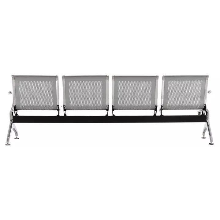 BENCH 4-SEATER AIRPORT-TYPE AVIATOR HM18401 METALLIC MESH IN SILVER/GREY COLOR 223x55x76Hcm.