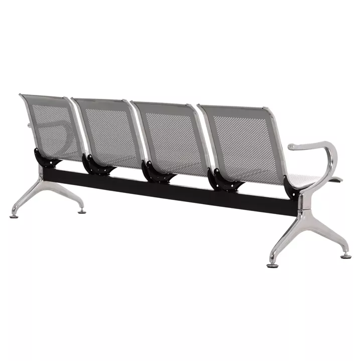 BENCH 4-SEATER AIRPORT-TYPE AVIATOR HM18401 METALLIC MESH IN SILVER/GREY COLOR 223x55x76Hcm.