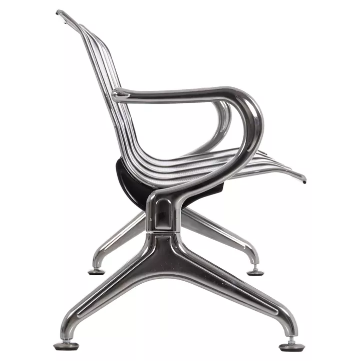 BENCH 4-SEATER AIRPORT-TYPE AVIATOR HM18401 METALLIC MESH IN SILVER/GREY COLOR 223x55x76Hcm.