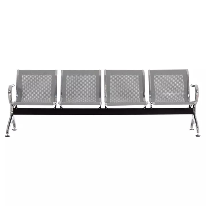 BENCH 4-SEATER AIRPORT-TYPE AVIATOR HM18401 METALLIC MESH IN SILVER/GREY COLOR 223x55x76Hcm.