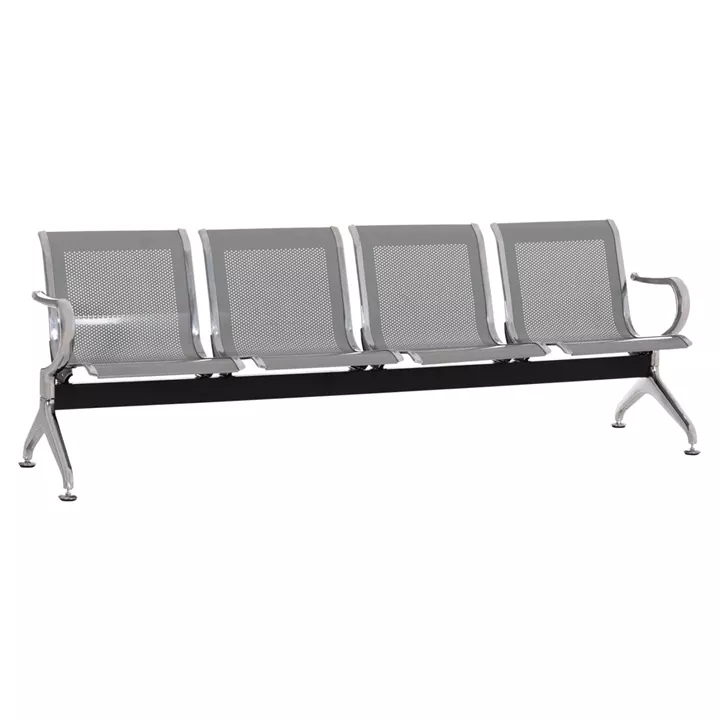 BENCH 4-SEATER AIRPORT-TYPE AVIATOR HM18401 METALLIC MESH IN SILVER/GREY COLOR 223x55x76Hcm.