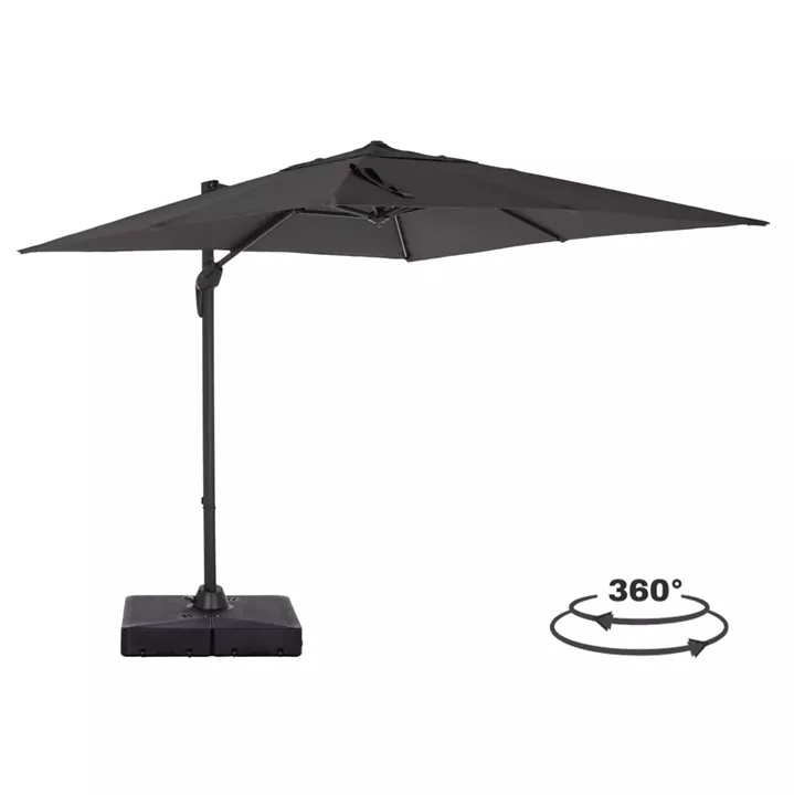PROFESSIONAL UMBRELLA 2.7x2.7m WITH WATER BASE JAVANTE HM10857.01 GREY ALUM. & SHADE