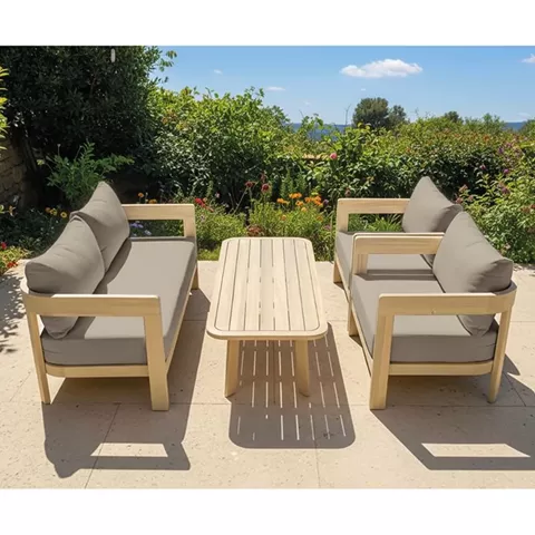 FLORIDA Living Set Σαλόνι Καθιστικό Κήπου-Βεράντας (4τ), Acacia, Μαξιλάρια Cappuccino