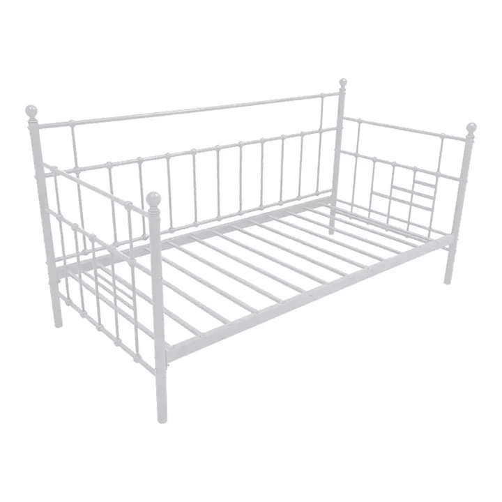 Κρεβάτι-Καναπές Routha pakoworld μεταλλικός λευκό 90x190εκ