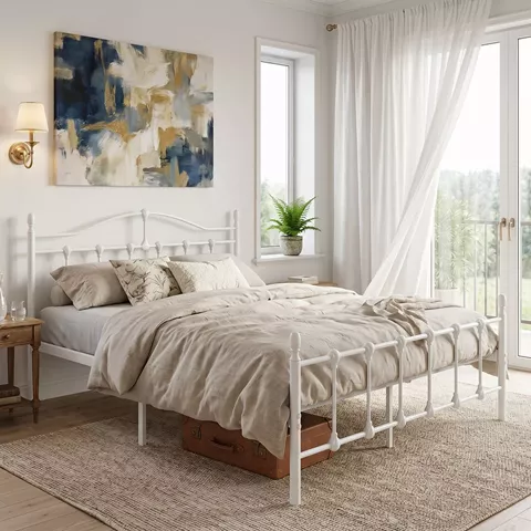 Κρεβάτι Wotso pakoworld μεταλλικό λευκό 150x200εκ