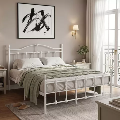 Κρεβάτι Wotso pakoworld μεταλλικό λευκο 140x200εκ