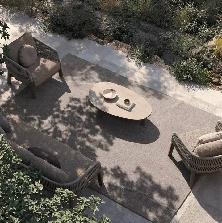 ΣΕΤ ΣΑΛΟΝΙ 4ΤΜΧ MAHAL HM6424.02 ΚΡΕΜ ΑΛΟΥΜΙΝΙΟ--ΜΠΕΖ OLEFIN & ΣΧΟΙΝΙ STRAP