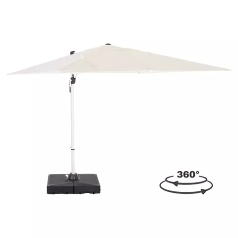 PROFESSIONAL UMBRELLA 2.7x2.7m WITH WATER BASE JAVANTE HM10857.02 WHITE ALUM. & SHADE