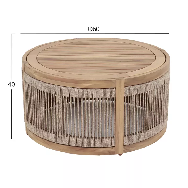 ΤΡΑΠΕΖΙ ΜΕΣΗΣ ΕΞ.ΧΩΡΟΥ ΣΤΡΟΓΓΥΛΟ MORMONT HM6262.01 ΞΥΛΟ ΑΚΑΚΙΑΣ-ΣΧΟΙΝΙ ΜΠΕΖ Φ60x40Υεκ