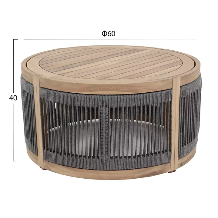 ΤΡΑΠΕΖΙ ΜΕΣΗΣ ΕΞ.ΧΩΡΟΥ ΣΤΡΟΓΓΥΛΟ MORMONT HM6262.02 ΞΥΛΟ ΑΚΑΚΙΑΣ-ΣΧΟΙΝΙ ΓΚΡΙ Φ60x40Υ