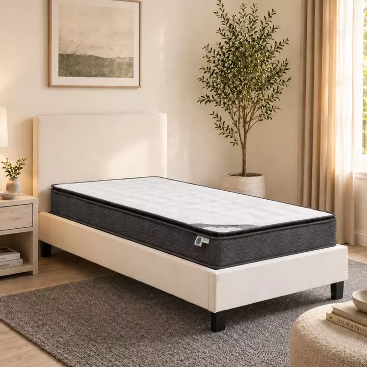 Bed with mattress Nevil-Perfecto pakoworld PU white 100x200cm