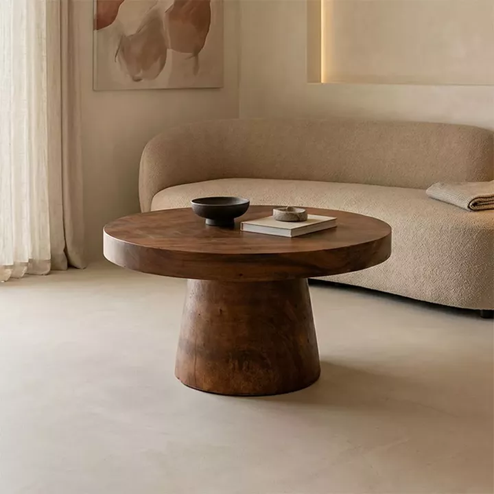 Coffee table Nepal pakoworld walnut suar wood D80x45cm