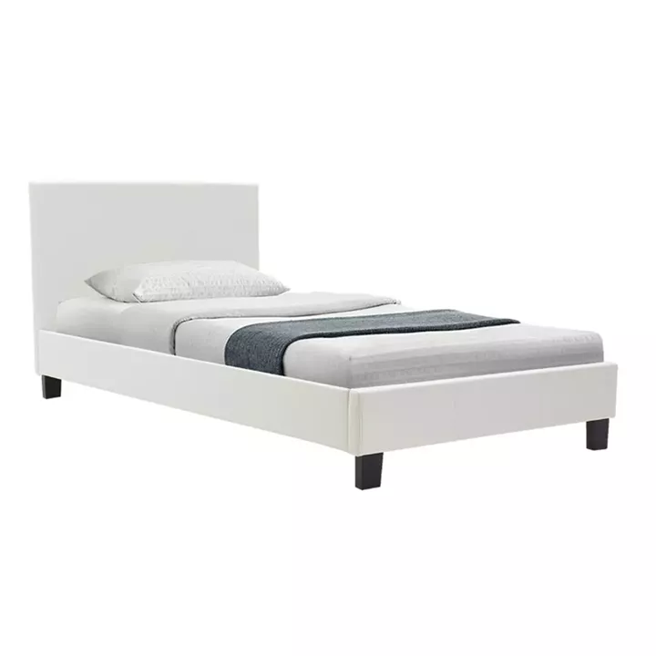 Bed with mattress Nevil-Nemesis pakoworld PU white 100x200cm