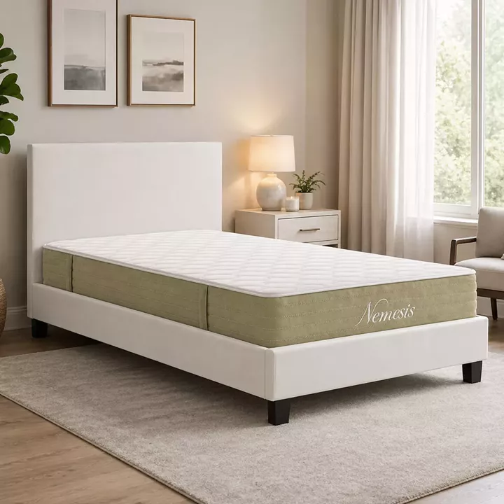 Bed with mattress Nevil-Nemesis pakoworld PU white 100x200cm