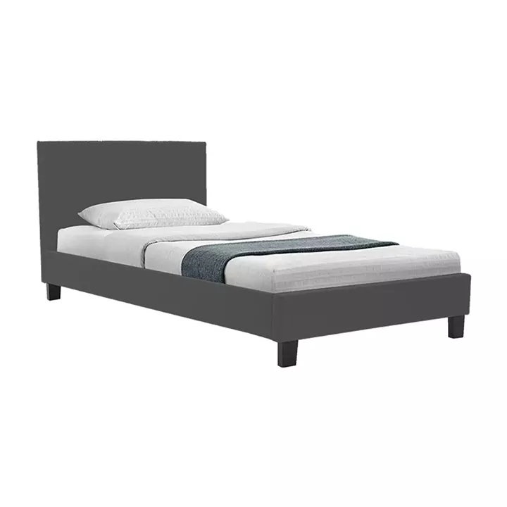 Bed with mattress Nevil-Nemesis pakoworld fabric anthracite-black leg 90x190 cm