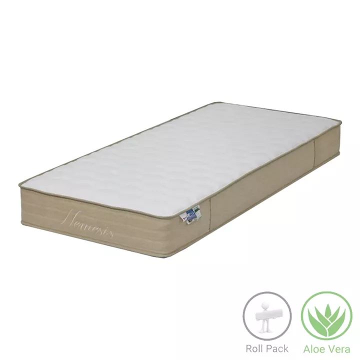 Bed with mattress Nevil-Nemesis pakoworld fabric anthracite-natural shade leg 90x190cm