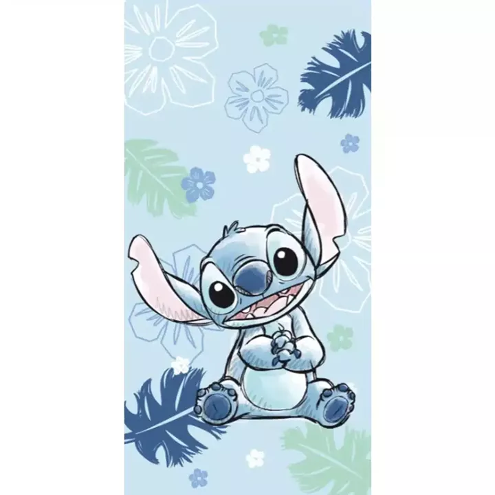 Πετσέτα Θαλάσσης Βαμβακερή Βελούδινη Stitch Cool Blue 320gsm