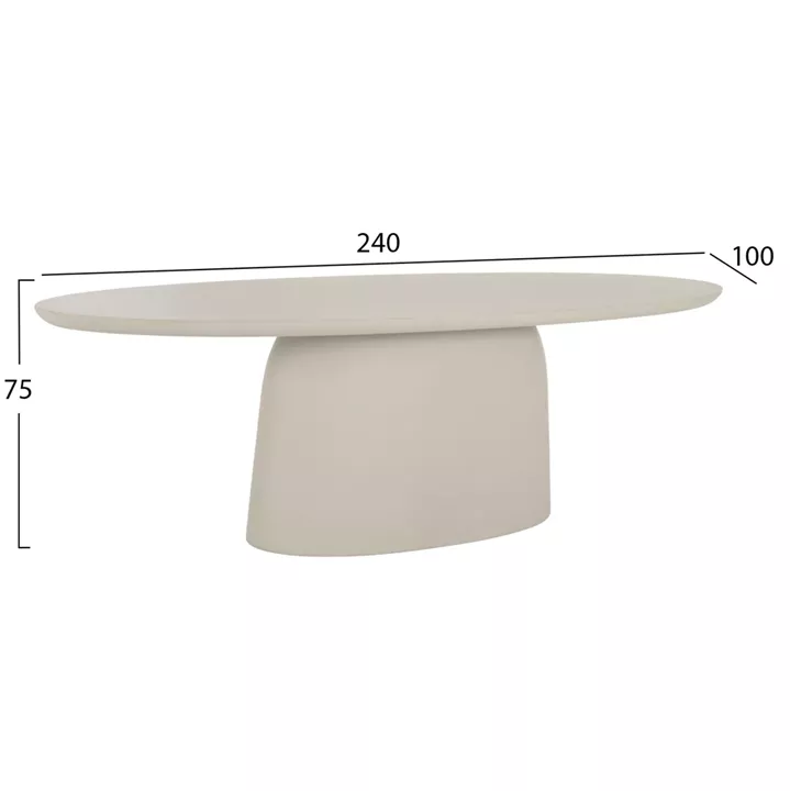 OVAL DINING TABLE BRECCAN HM6577.02 BEIGE FIBER CEMENT 240x100x75Hcm.