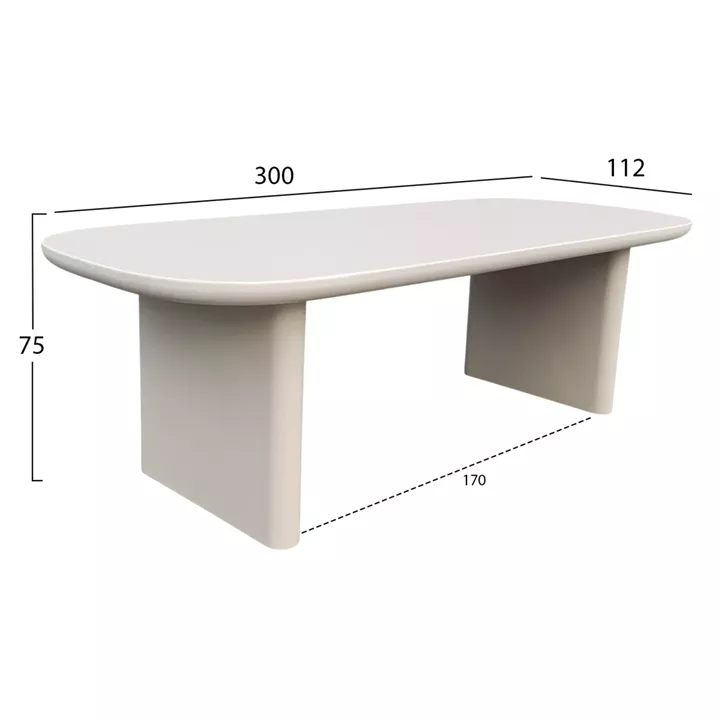 DINING TABLE AZAMI HM6601.02 BEIGE FIBER CEMENT 300x112x75Hcm