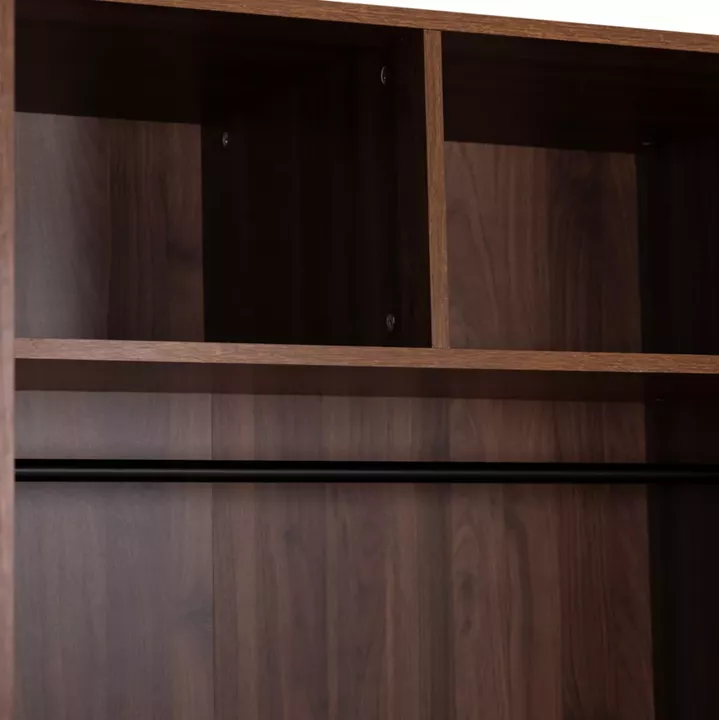 WARDROBE 3-LEAF WITH 2 DRAWERS CARYS HM746.11 MELAMINE IN WALNUT/WENGE 150x55.5x160Hcm