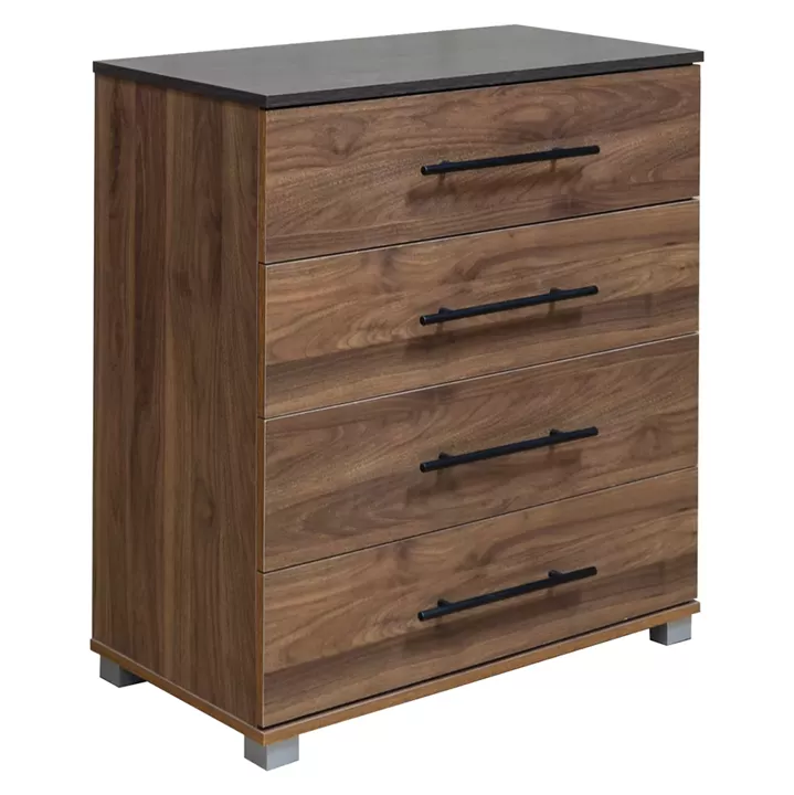 CHEST OF (4) DRAWERS CARYS HM745.11 MELAMINE IN WALNUT/WENGE 75.5x40x83Hcm.