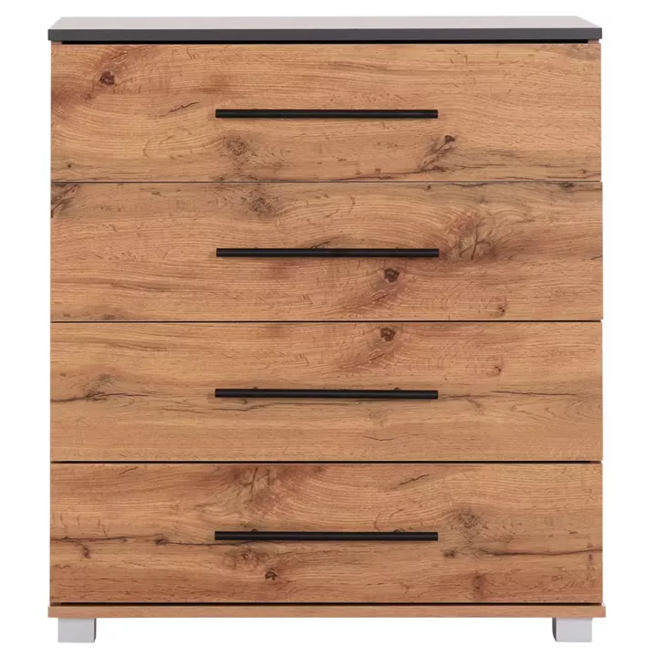 CHEST OF (4) DRAWERS CARYS HM745.12 MELAMINE IN NATURAL/GREY 75x40x83Hcm.