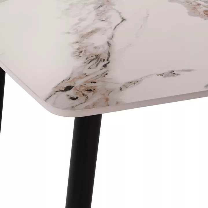 DINING TABLE RAVEN HM9854.04 CERAMIC TOP IN CALACATTA MARBLE SCHEME-BLACK METAL LEGS 120x70x73Hcm.