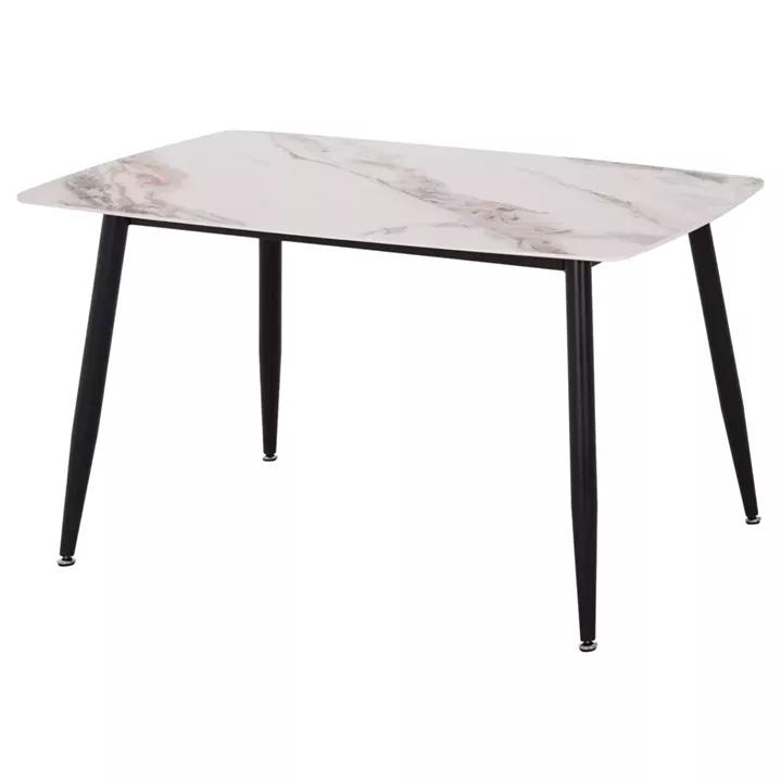 DINING TABLE RAVEN HM9854.04 CERAMIC TOP IN CALACATTA MARBLE SCHEME-BLACK METAL LEGS 120x70x73Hcm.