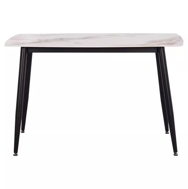 DINING TABLE RAVEN HM9854.04 CERAMIC TOP IN CALACATTA MARBLE SCHEME-BLACK METAL LEGS 120x70x73Hcm.