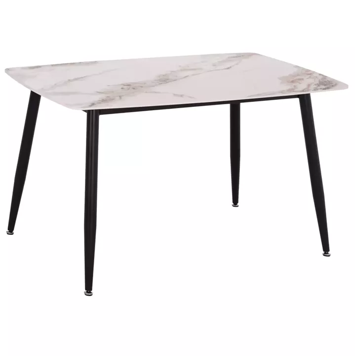 DINING TABLE RAVEN HM9854.04 CERAMIC TOP IN CALACATTA MARBLE SCHEME-BLACK METAL LEGS 120x70x73Hcm.