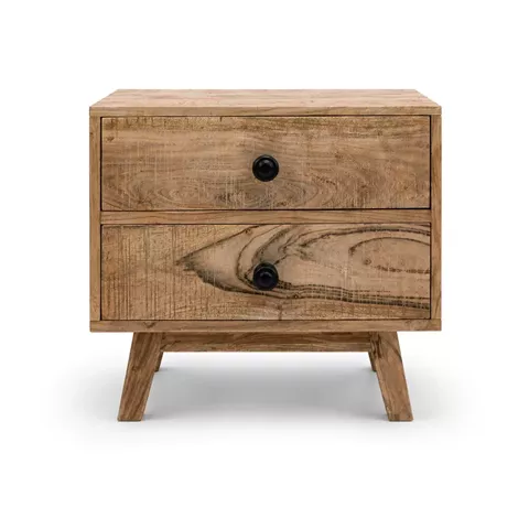 Artekko Attari Καφέ Κομοδίνο με 2 Συρτάρια από Ξύλο Teak (50x35.5x45.5)cm