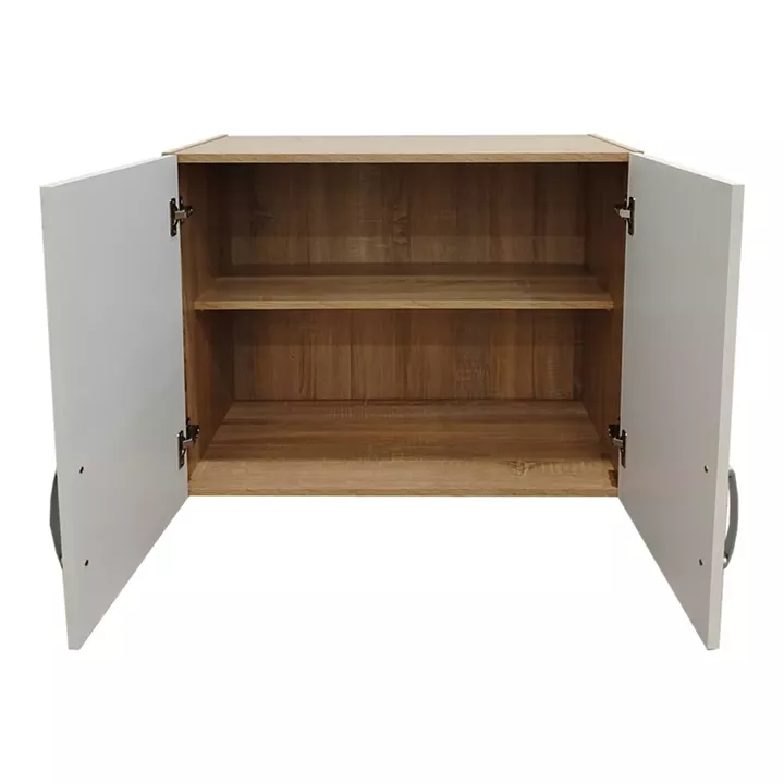 Six-door wardrobe with drawers and loft Athos pakoworld sonoma-white 240x42x240cm