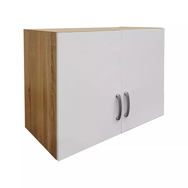 Six-door wardrobe with drawers and loft Athos pakoworld sonoma-white 240x42x240cm