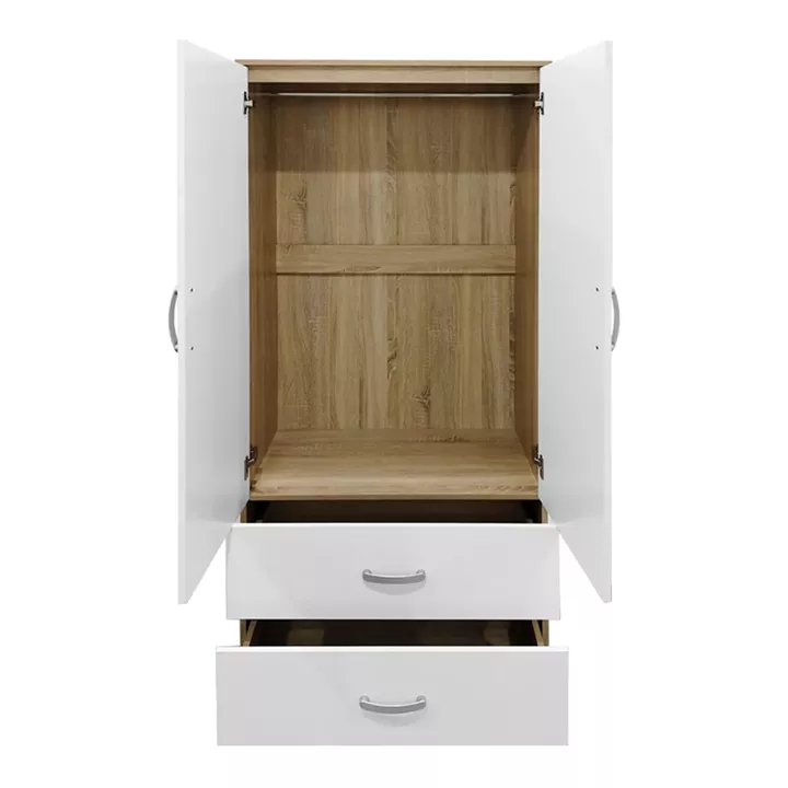 Six-door wardrobe with drawers and loft Athos pakoworld sonoma-white 240x42x240cm