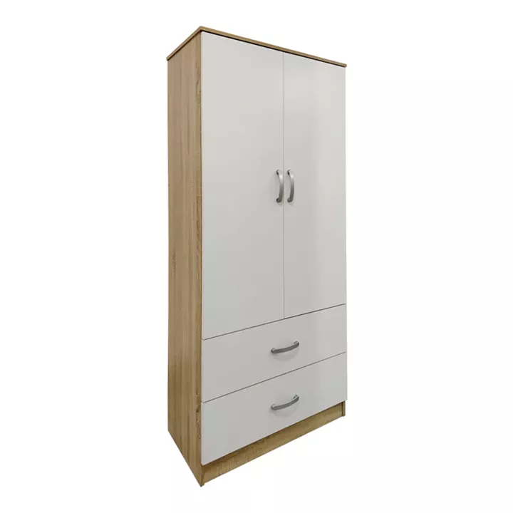 Six-door wardrobe with drawers and loft Athos pakoworld sonoma-white 240x42x240cm
