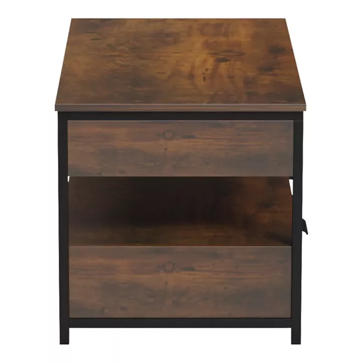 Coffee table Lumio pakoworld brown rustic-black metal 100x50x48-53cm
