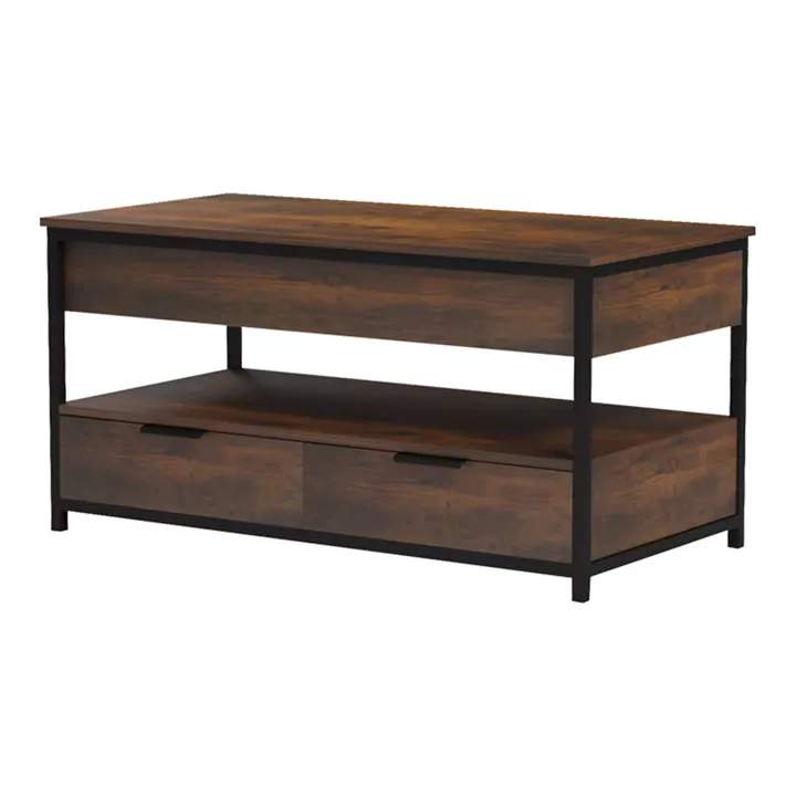 Coffee table Lumio pakoworld brown rustic-black metal 100x50x48-53cm