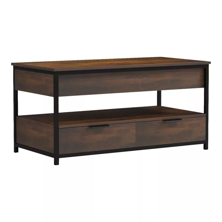 Coffee table Lumio pakoworld brown rustic-black metal 100x50x48-53cm