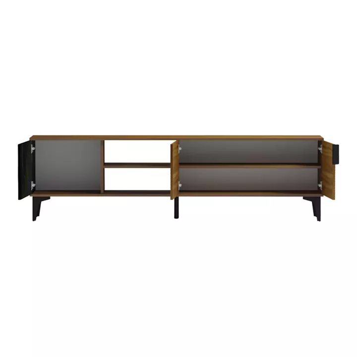 Riba tv cabinet pakoworld walnut-black marble look 180x34x51cm