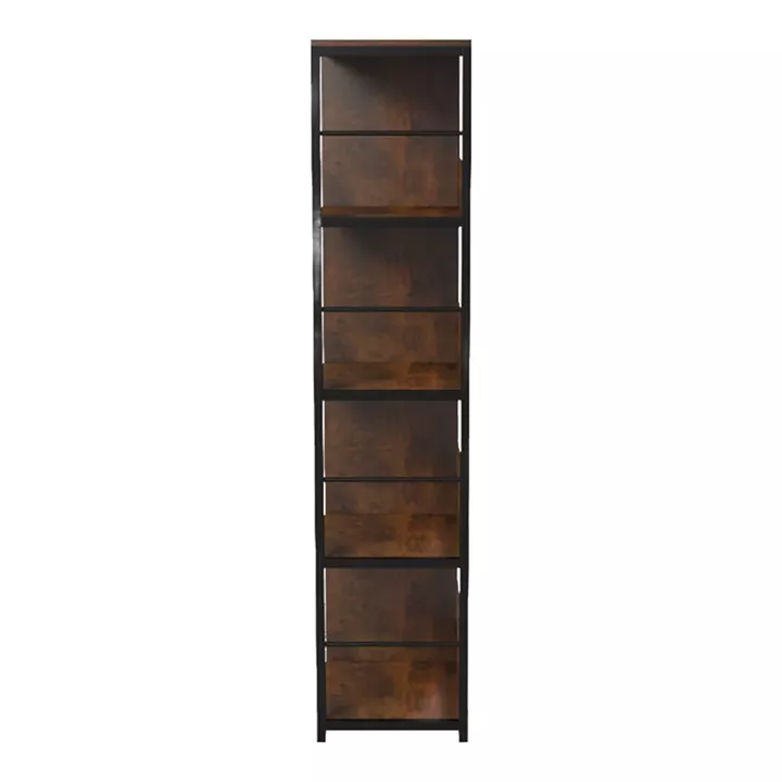 Bookcase-Shelf Bocklet pakoworld rustic brown-black metal 80x33x149cm