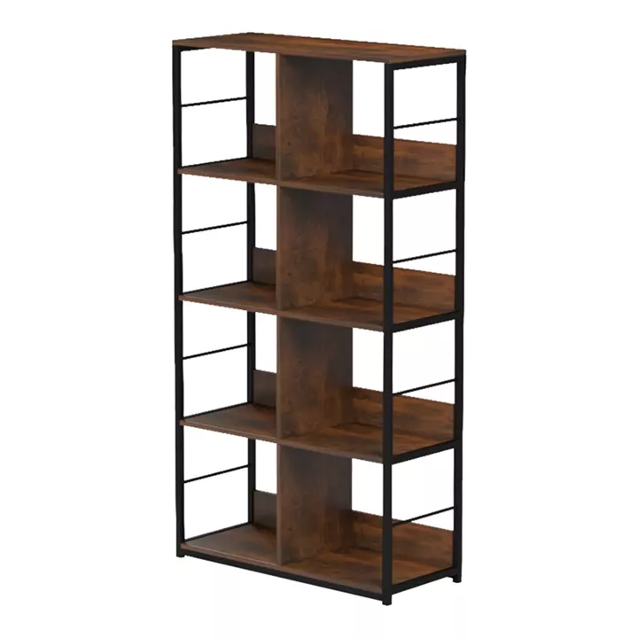 Bookcase-Shelf Bocklet pakoworld rustic brown-black metal 80x33x149cm