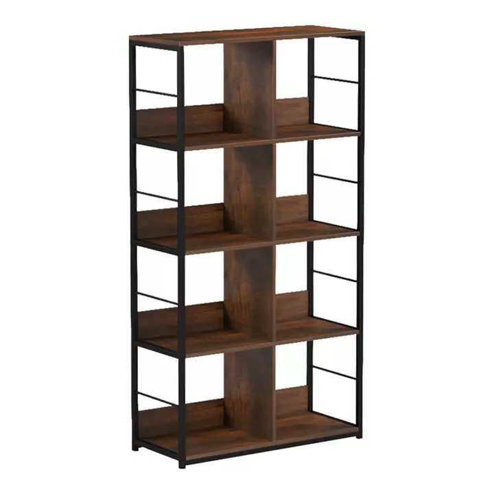 Bookcase-Shelf Bocklet pakoworld rustic brown-black metal 80x33x149cm