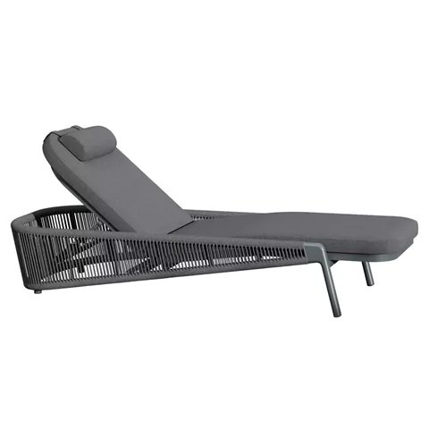 SUNBED XANTION HM6475.01 ALUMINUM-ROPE-OLEFIN FABRIC IN DARK GREY 75x210x92Hcm.