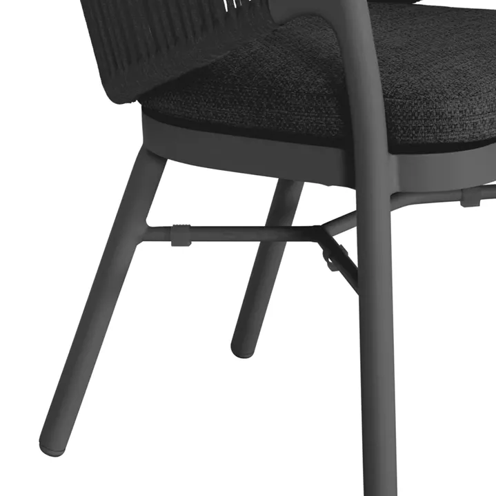 DINING CHAIR XANTION ΗΜ6472.01 GREY ALUMINUM-ROPE-OLEFIN CUSHION 59x60x78Hcm.