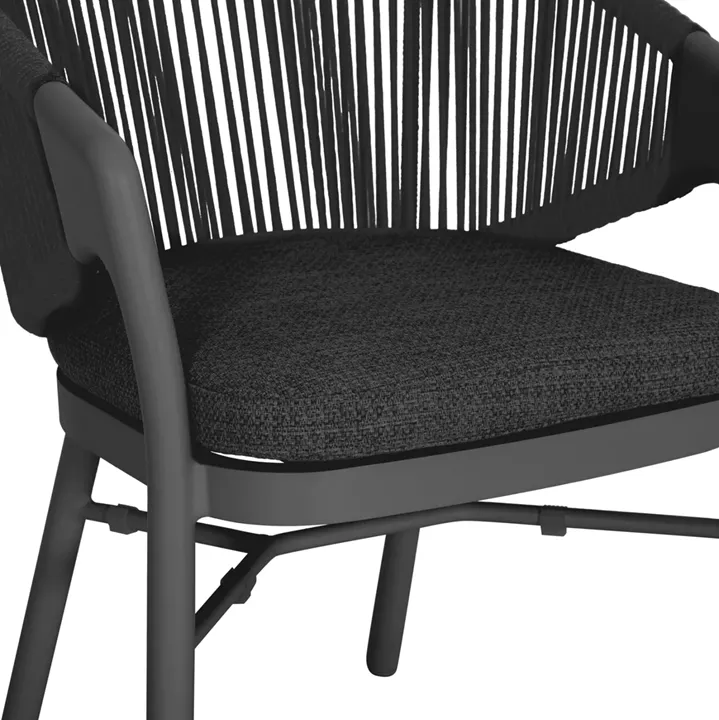 DINING CHAIR XANTION ΗΜ6472.01 GREY ALUMINUM-ROPE-OLEFIN CUSHION 59x60x78Hcm.
